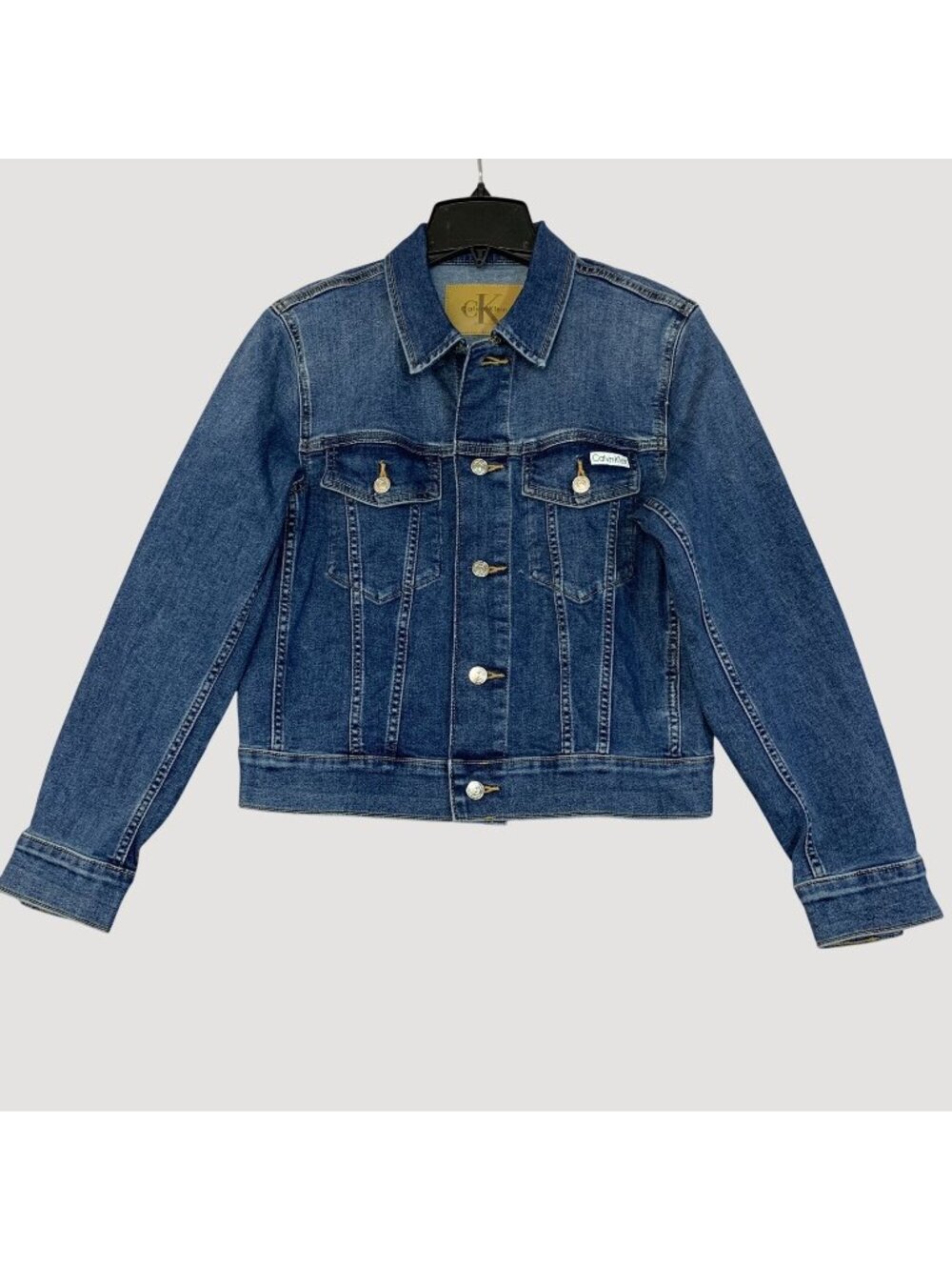 NWT Calvin Klein Women’s S Classic Trucker Denim Jean Jacket Dark Wash